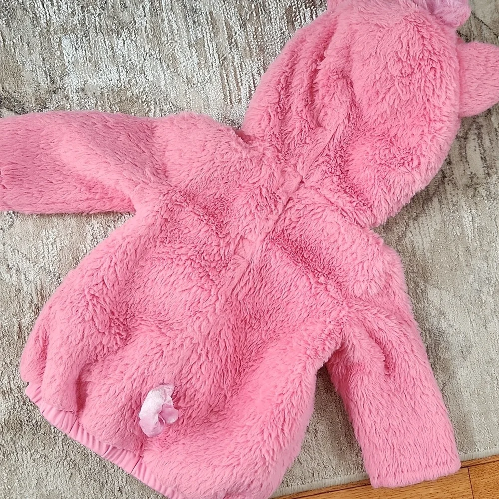 Pink Fuzzy Pig Hoodie, size 6-12 months